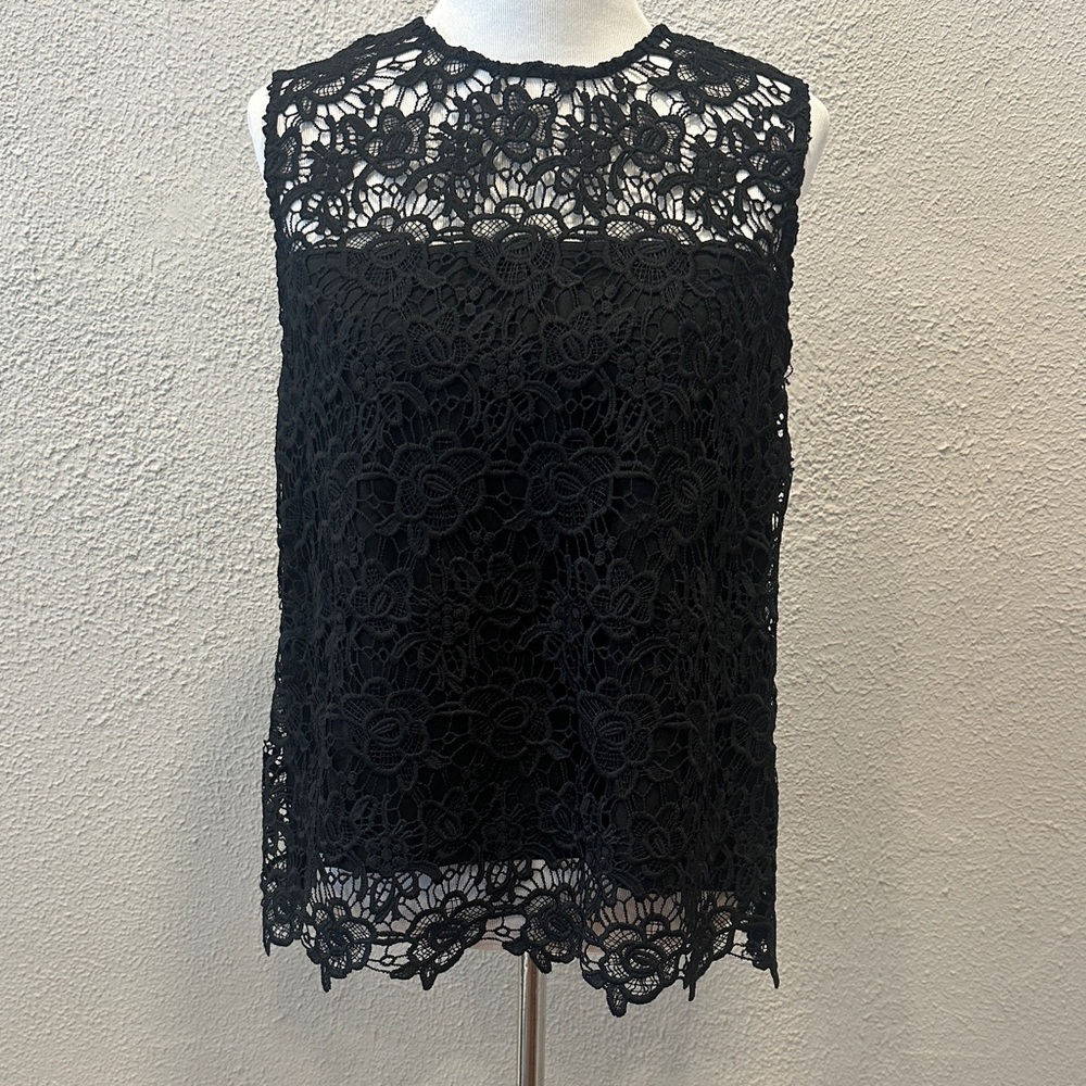 Nanette Lepore Black Floral Lace Blouse